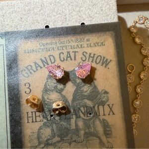 14kt Solid Gold Pink Teardrop Stud Earrings